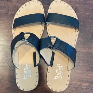 Franco Sarto two strap leather sandals with rubber sole, size 7 1/2